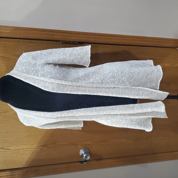 Eileen fisher linen cotton blend oatmeal cream open front short sleeve cardigan - Picture 1 of 7